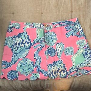 Lilly Pulitzer Pink and Blue Seashell Print Skirt